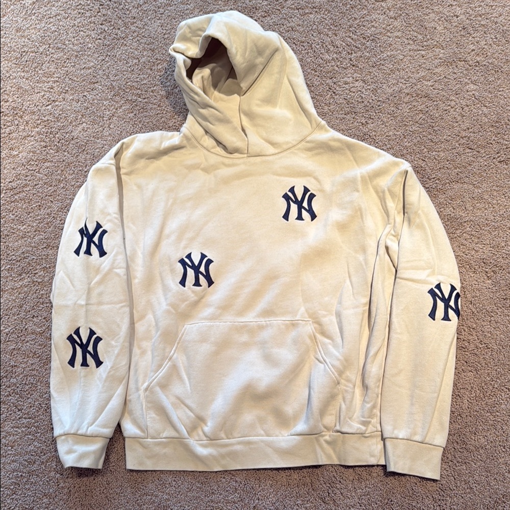 New York patch Hoodie- Beige